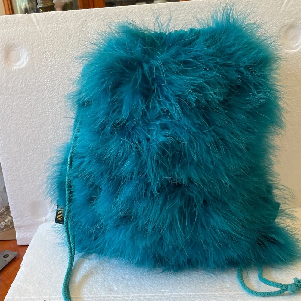 Luxurious Teal Fur BagPack 10x13